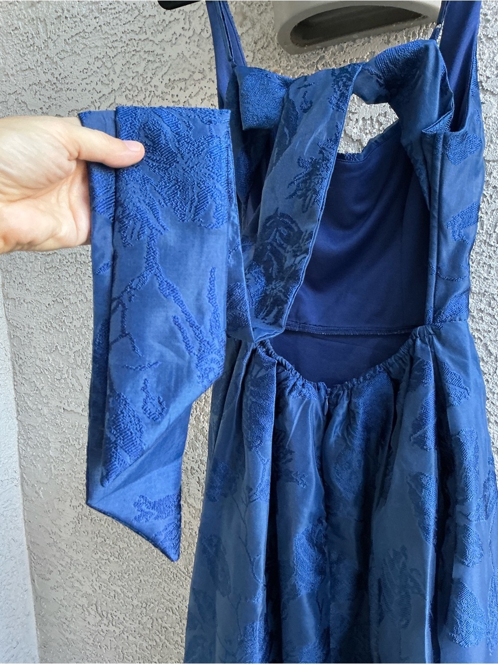 NWT Lulu’s Perfected Aura Navy Jacquard Tie-Back Maxi Dress with Pockets Large - Picture 10 of 11